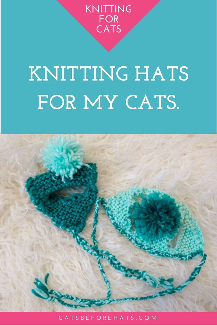 Knitting hats for my cats using the book Cats in Hats: 30 Knit and Crochet Hat Patterns for Your Kitty by Sara Thomas