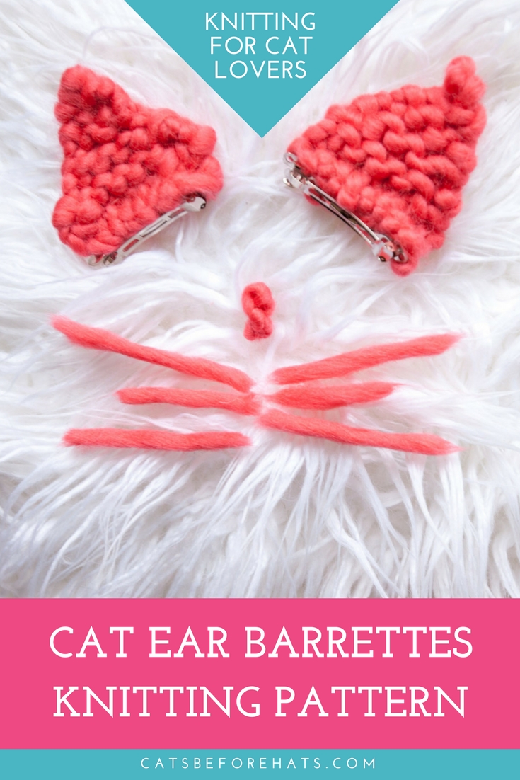 Easy Cat Ear Barrettes Knitting Pattern